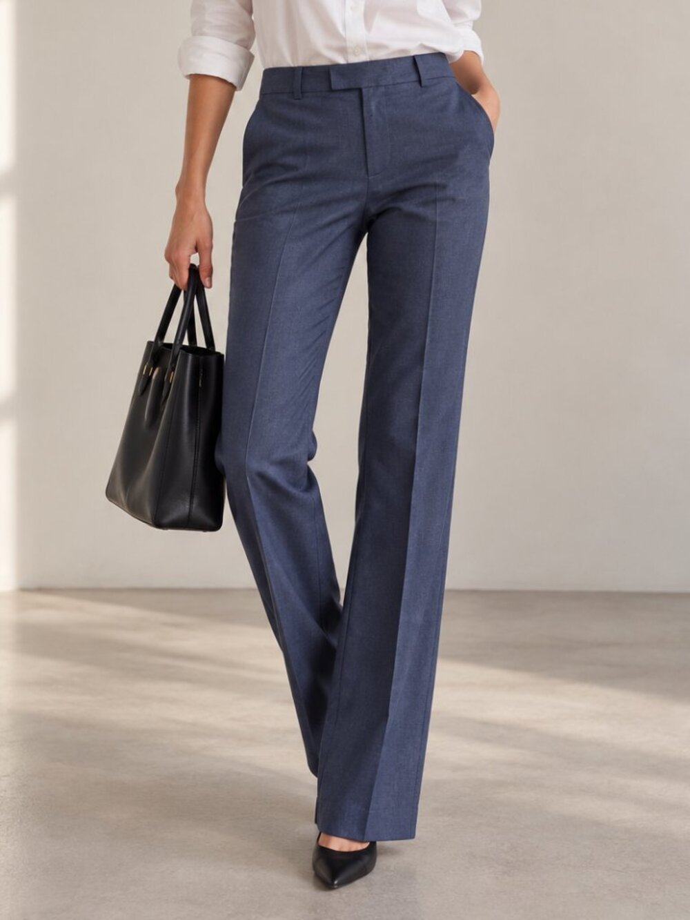 RW&CO Womens Straight Leg Suiting Dress Pant Size 6 Blue Navy Tailored Trousers